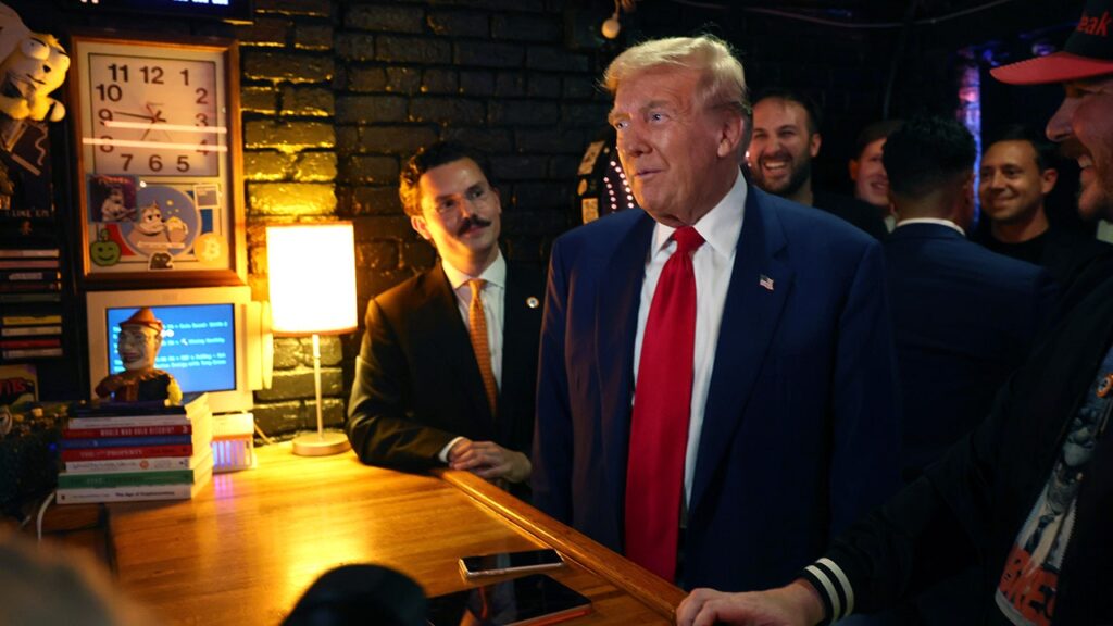 Trump visits NYC crypto bar, bitcoin rises