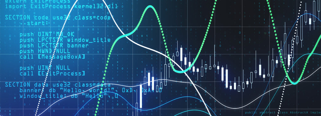 Stylized financial chart with a line graph and other information.